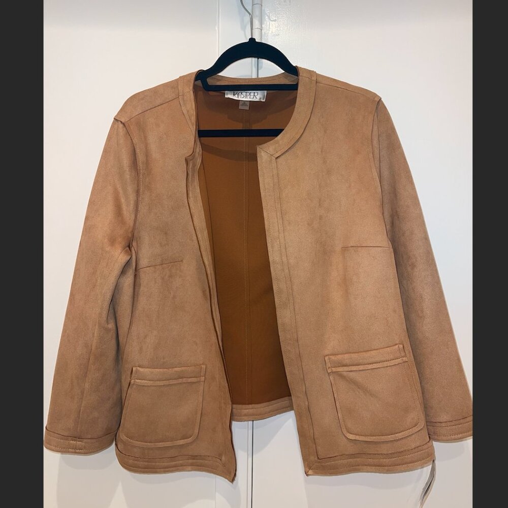 NWT Kasper faux suede-like material neutral jacket